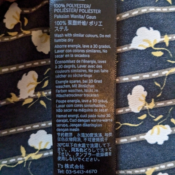 TOPSHOP Perforated Cutouts Vneck Long-sleeved Pinstripe Floral Dress 4 EUC - Picture 7 of 8